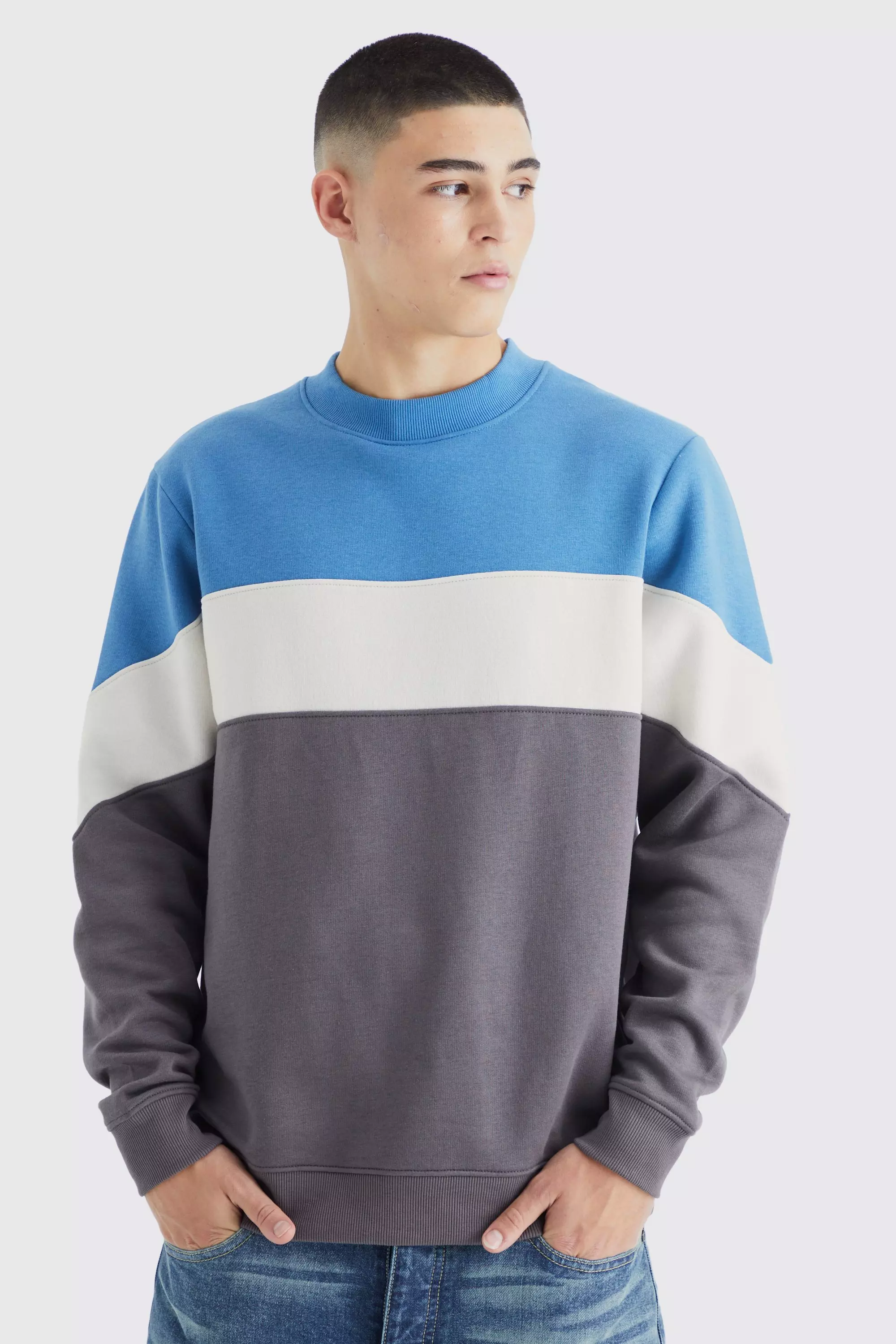 Colour block best sale sweatshirt mens